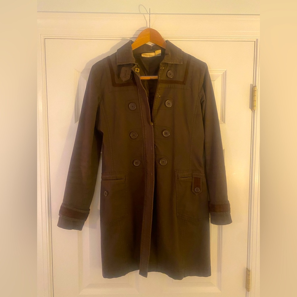 DKNY Dark Brown Cotton Trench Coat